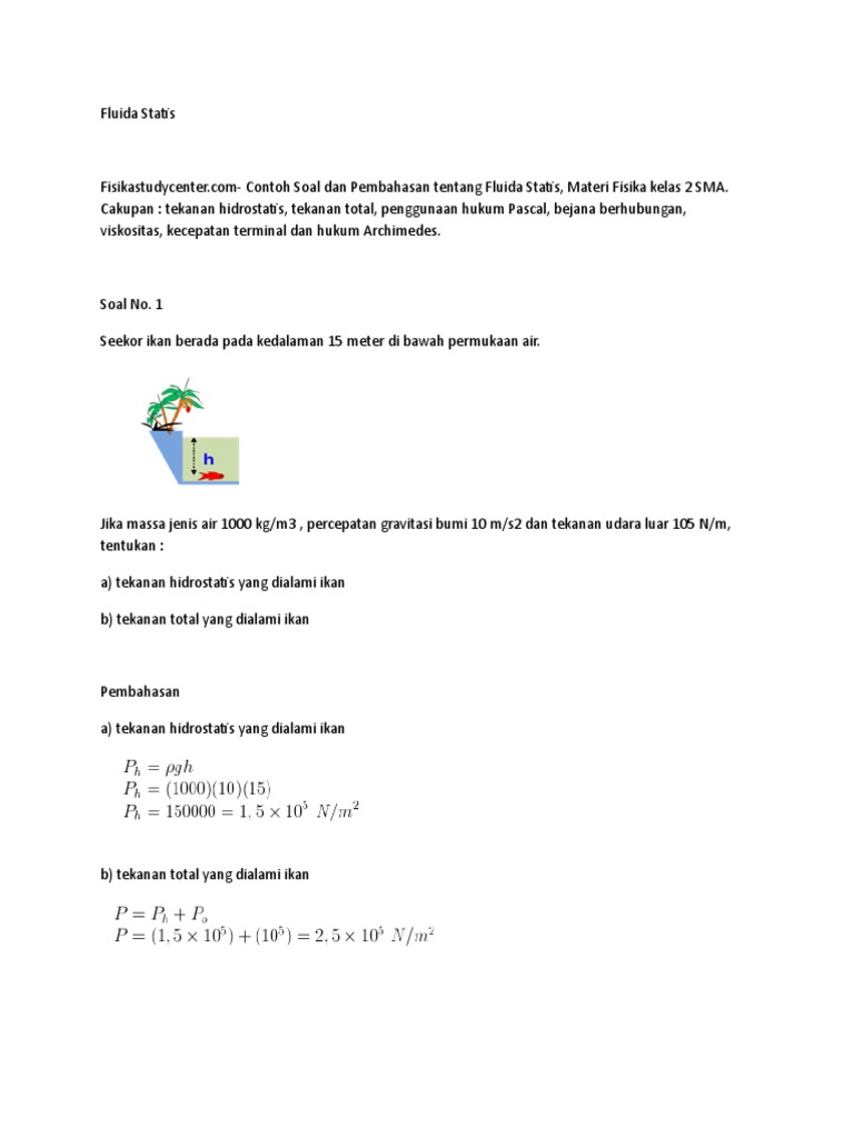 Contoh Soal Fluida Statis Hukum Pascal - Kumpulan Contoh Surat dan Soal