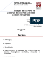 Funcionalização Do Sabineno Na Presença de Sistemas Catalíticos Ácidos Heterogêneos.