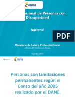 Sala Situacional Discapacidad Nacional Agosto 2015