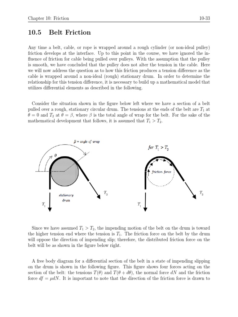 Belt Friction and Tension Analysis | PDF | Belt (Mechanical) | Friction
