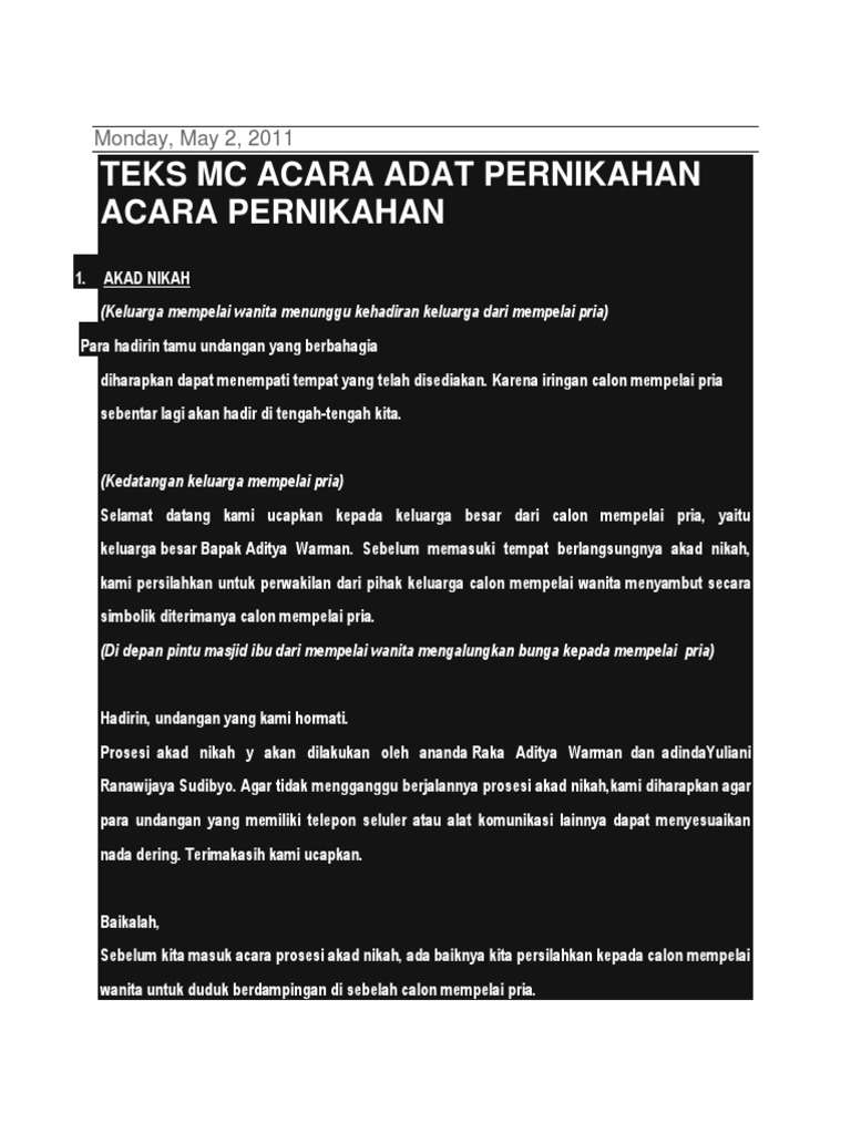 Kumpulan Mc Acara Hiburan Pernikahan Kumpulan Contoh Teks Mc
