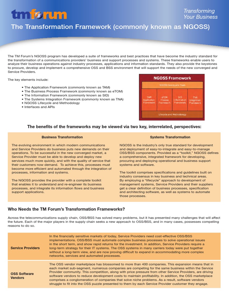 NGOSS Framework for Telecom Transformation | PDF | Software Framework ...