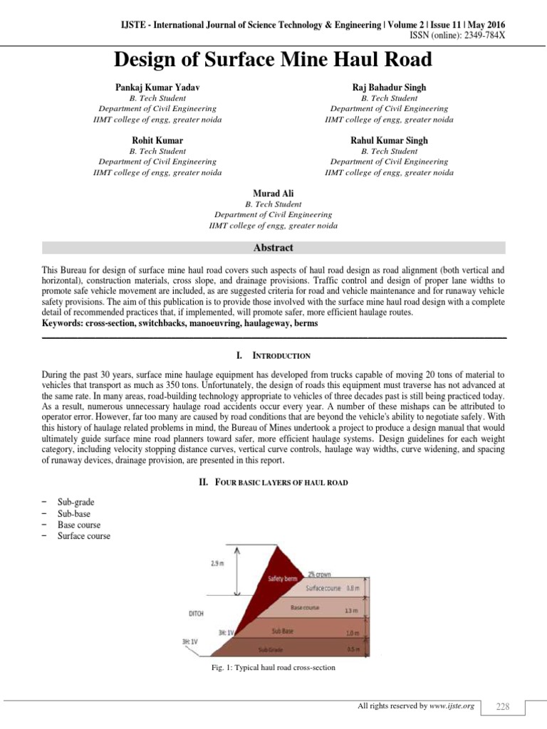 Design Of Surface Mine Haul Road Pdf Pdf Road Road Surface