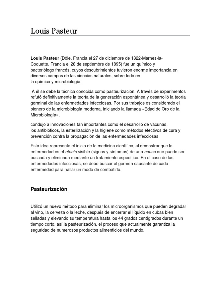 Aportes de Louis Pasteur a la microbiología | PDF | Luis Pasteur ...