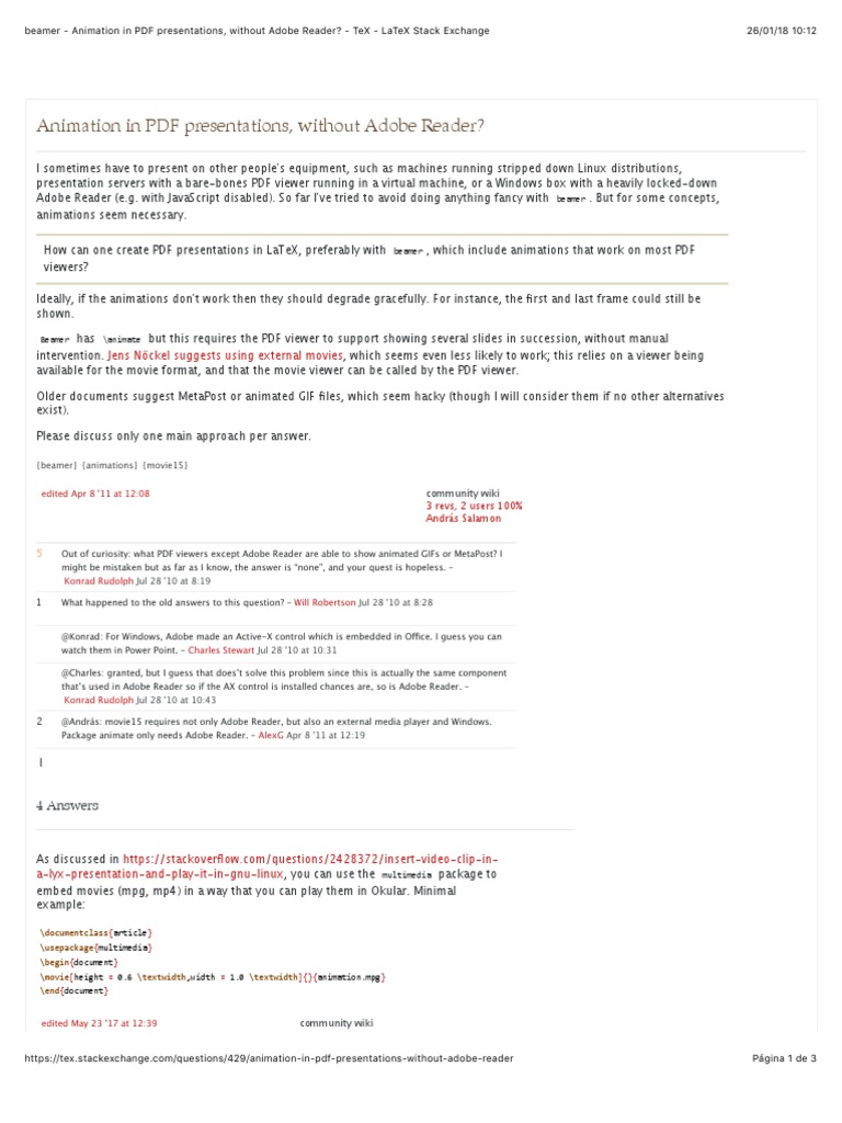 LaTeX PDF Animations Without Adobe | PDF | Portable Document Format | Te X