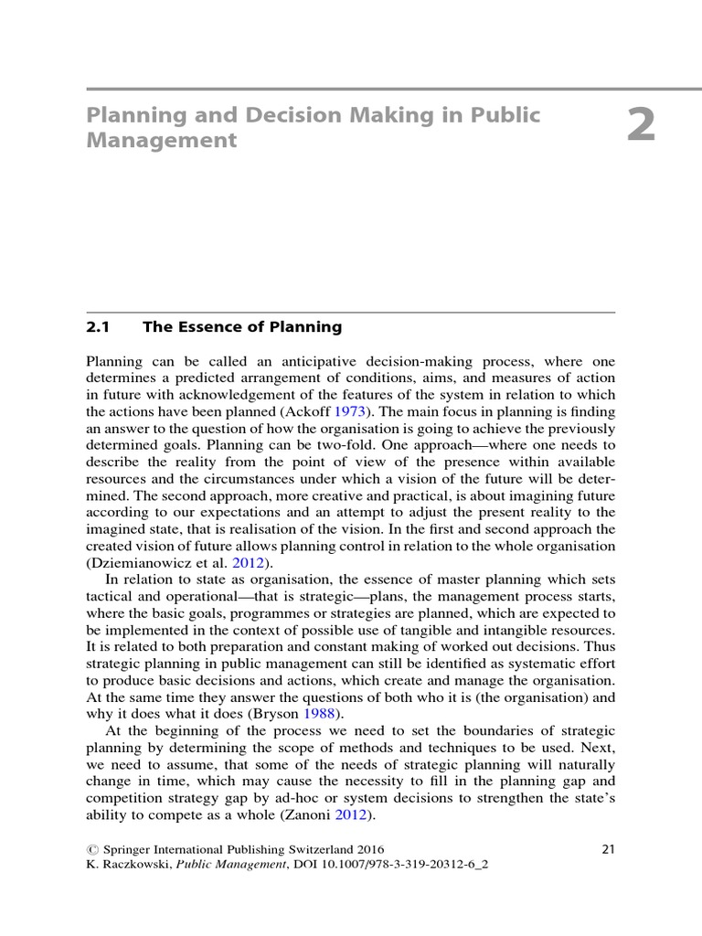 Planning And Decision Making In Public Management Pdf Download Free