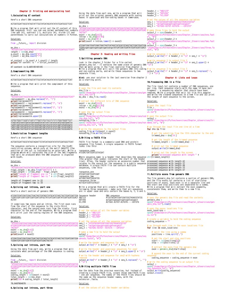 Manual de Ejercicios de Python | PDF | Exon | Rna Splicing