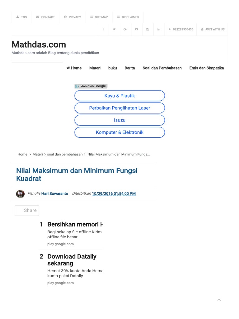 Contoh Soal Nilai Maksimum Dan Minimum Fungsi Trigonometri ...