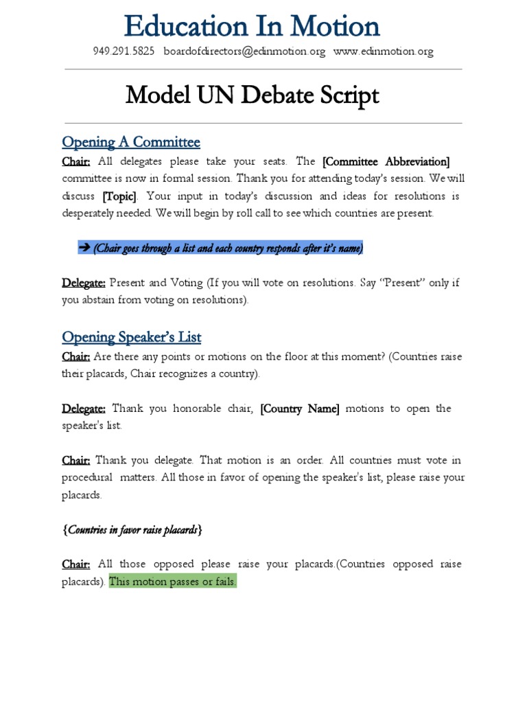 mun debate script Politics Public Sphere