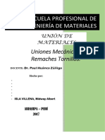 Unión de Materiales Uniones Mecánicas