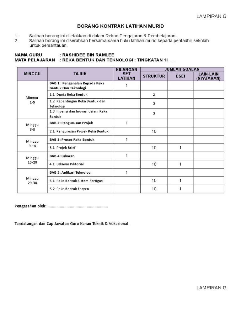 Kontrak Latihan Rbt Pdf