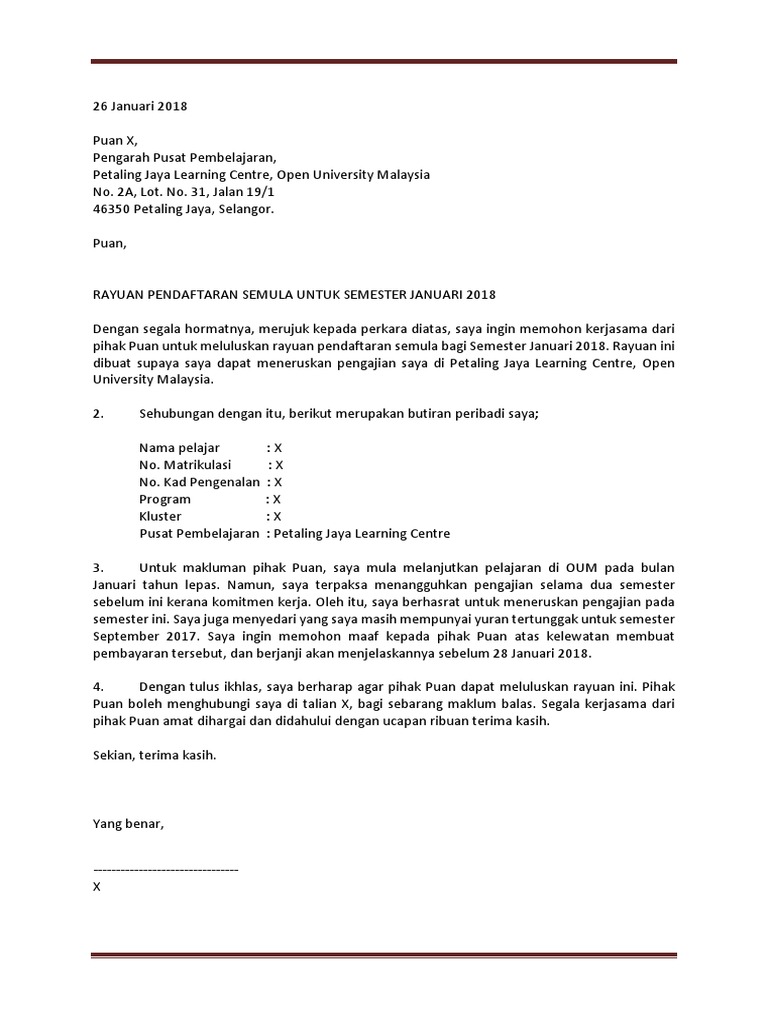 Surat Rayuan Oum Pdf