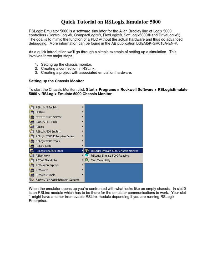 A Quick Tutorial On Rslogix Emulator 5000: Setting Up The Chassis ...