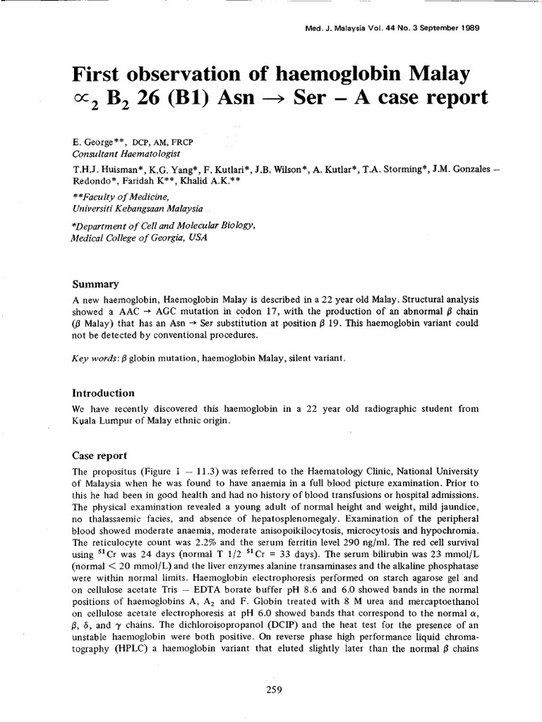 Haemoglobin Malay Pdf Hemoglobin Gel Electrophoresis