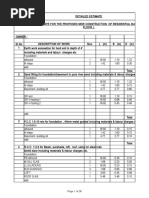 Detailed Estimate For The Proposed New Construction of Residential Building