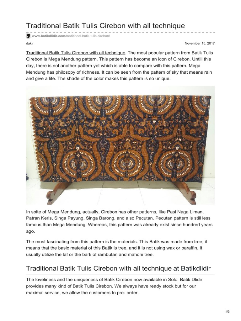 Traditional Batik  Tulis  Cirebon  with all technique 