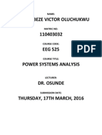 Chinewubeze Victor Oluchukwu 110403032 EEG 525 Power Systems Analysis