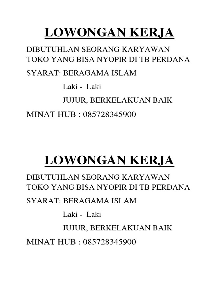 LOWONGAN KERJA