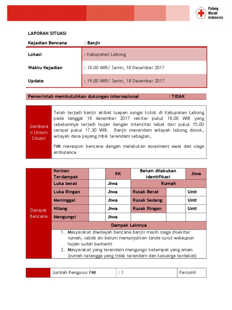 Laporan Situasi Banjir 18 Des 2017