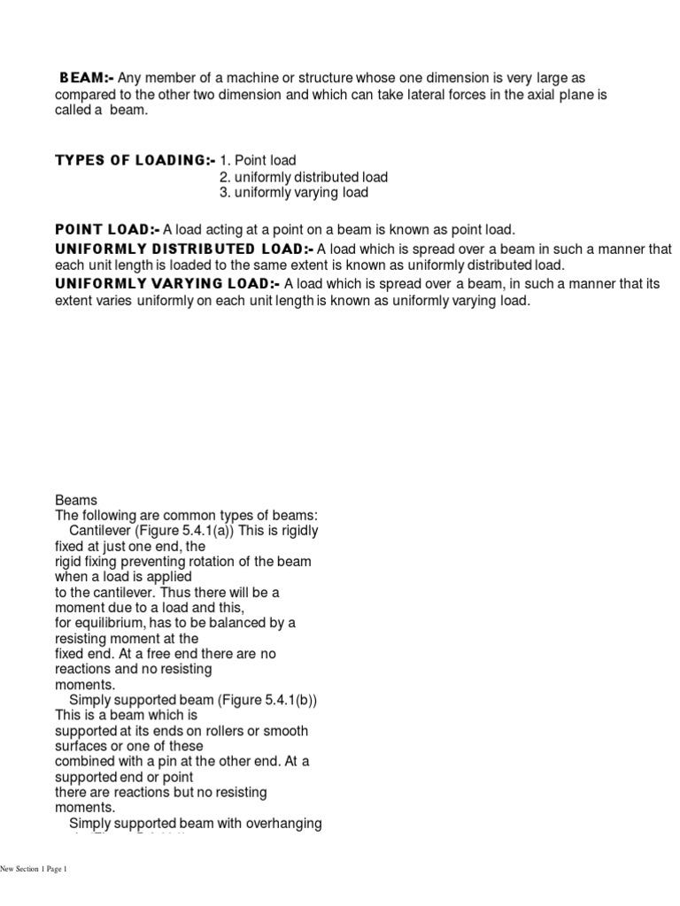 New Section 1 Page 1 | PDF | Beam (Structure) | Force