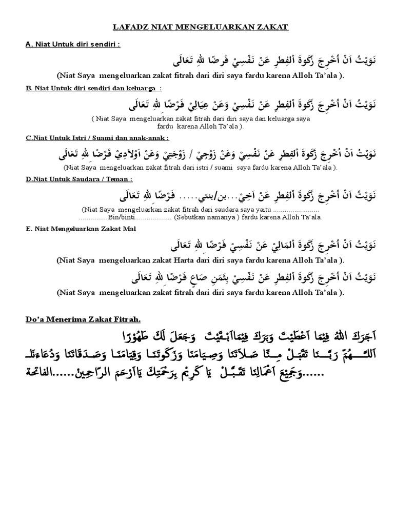 Niat Zakat Fitrah Untuk Suami Celoteh Bijak