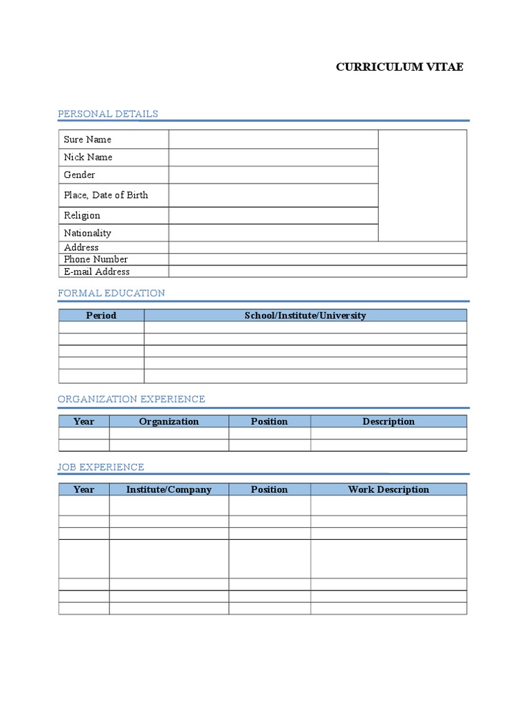 Comprehensive Curriculum Vitae Template | PDF | Career & Growth
