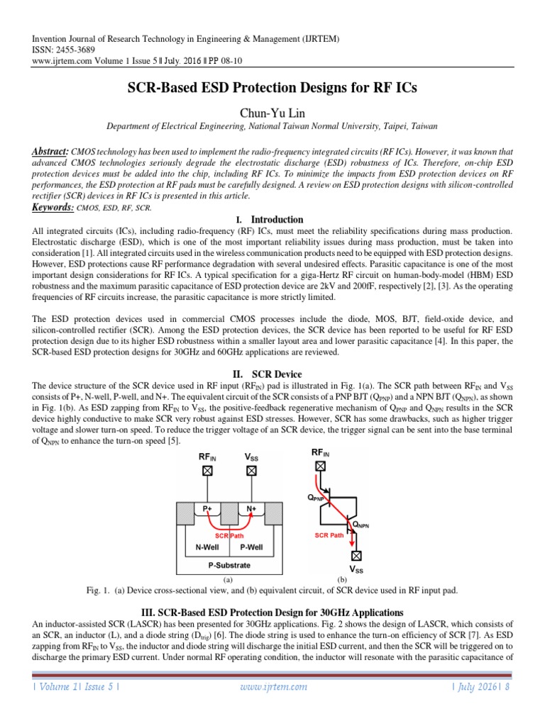 SCRBased ESD Protection Designs For RF ICs PDF Bipolar Junction