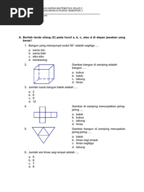 Soal Uh Mtk Kelas 5 Bab Bangun Ruang Semester 2 Pdf
