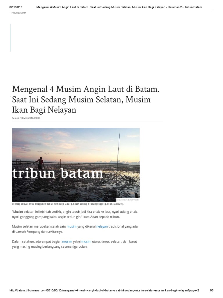 Mengenal 4 Musim Angin Laut Di Batam 2 3 Pdf