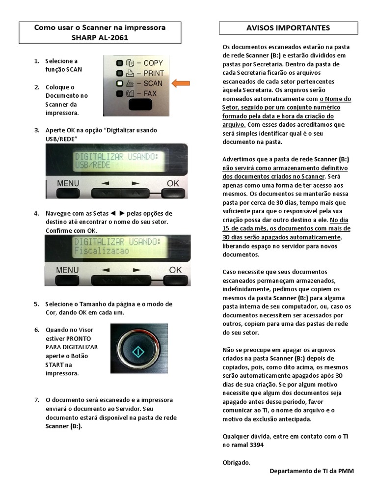 Como Usar o Scanner SHARP AL-2061 | PDF | Impressora (informática ...