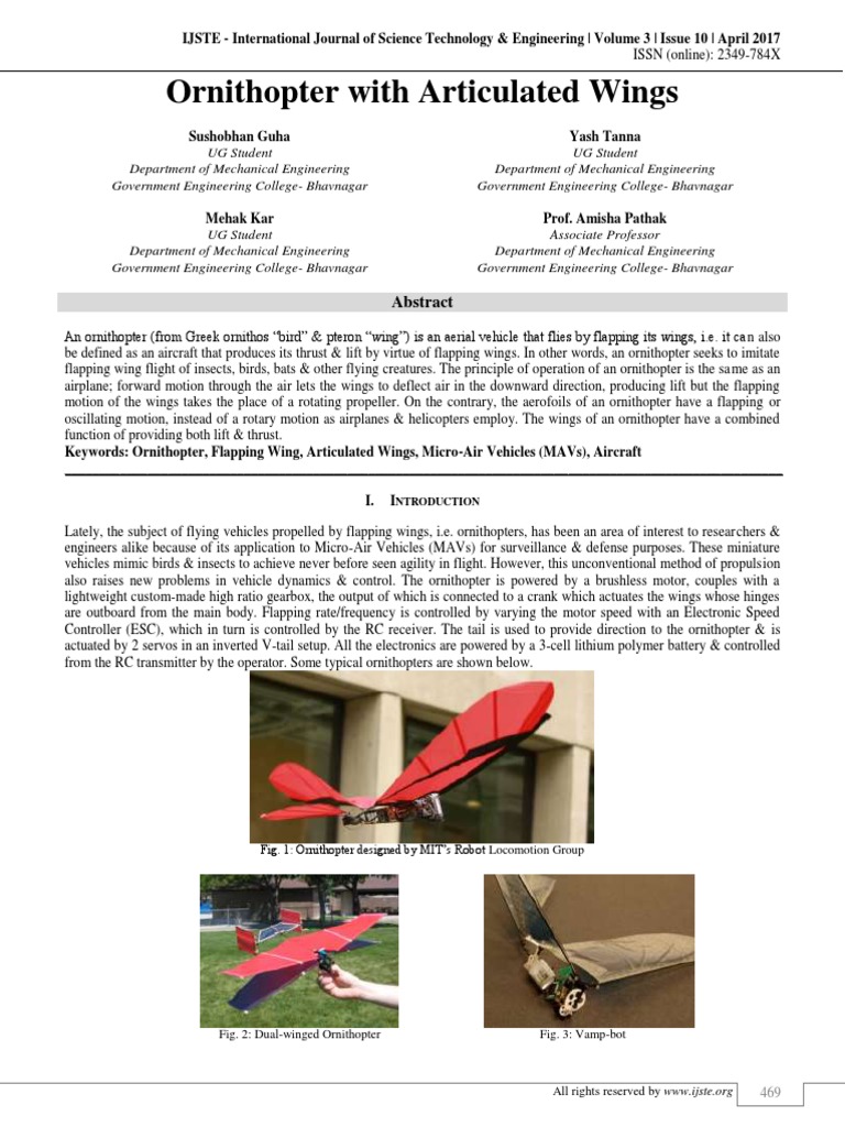 Ornithopter Design with Articulated Wings | PDF | Wing | Flight