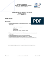 Publication of Vacant Positions: Department of Labor and Employment