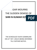 Angar Mourns The Sudden Demise Of: Shri N Kumar D (T), Cil