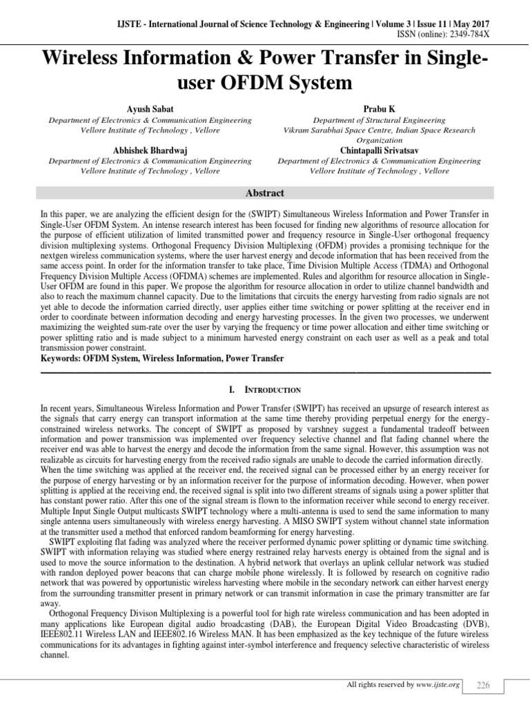 SWIPT in Single-User OFDM Systems | PDF | Orthogonal Frequency Division ...