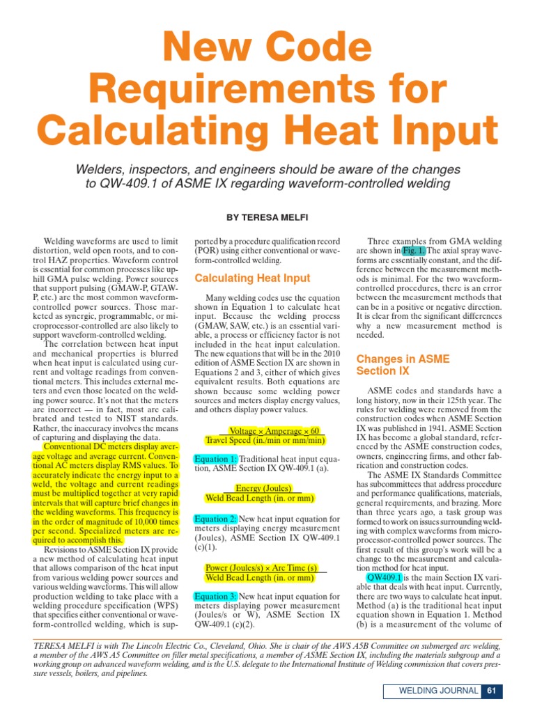 ASME IX Heat Input Calculation Changes | PDF | Root Mean Square | Welding