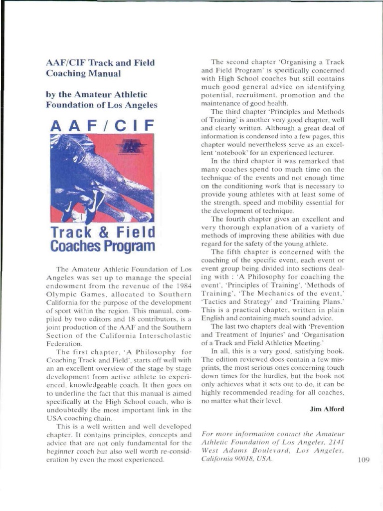 Aafcif Track and Field Coaching Manual by The PDF Track And Field