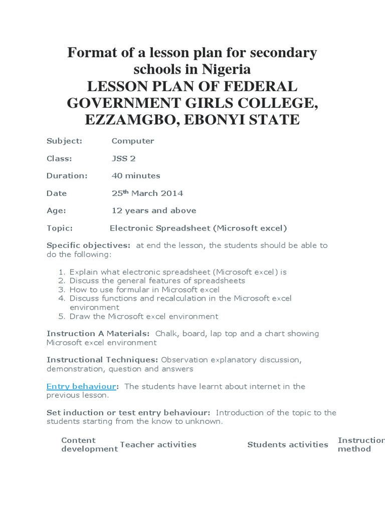 format-of-a-lesson-plan-for-secondary-schools-in-nigeria-pdf