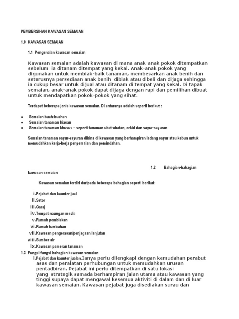 Pembersihan Kawasan Semaian | PDF