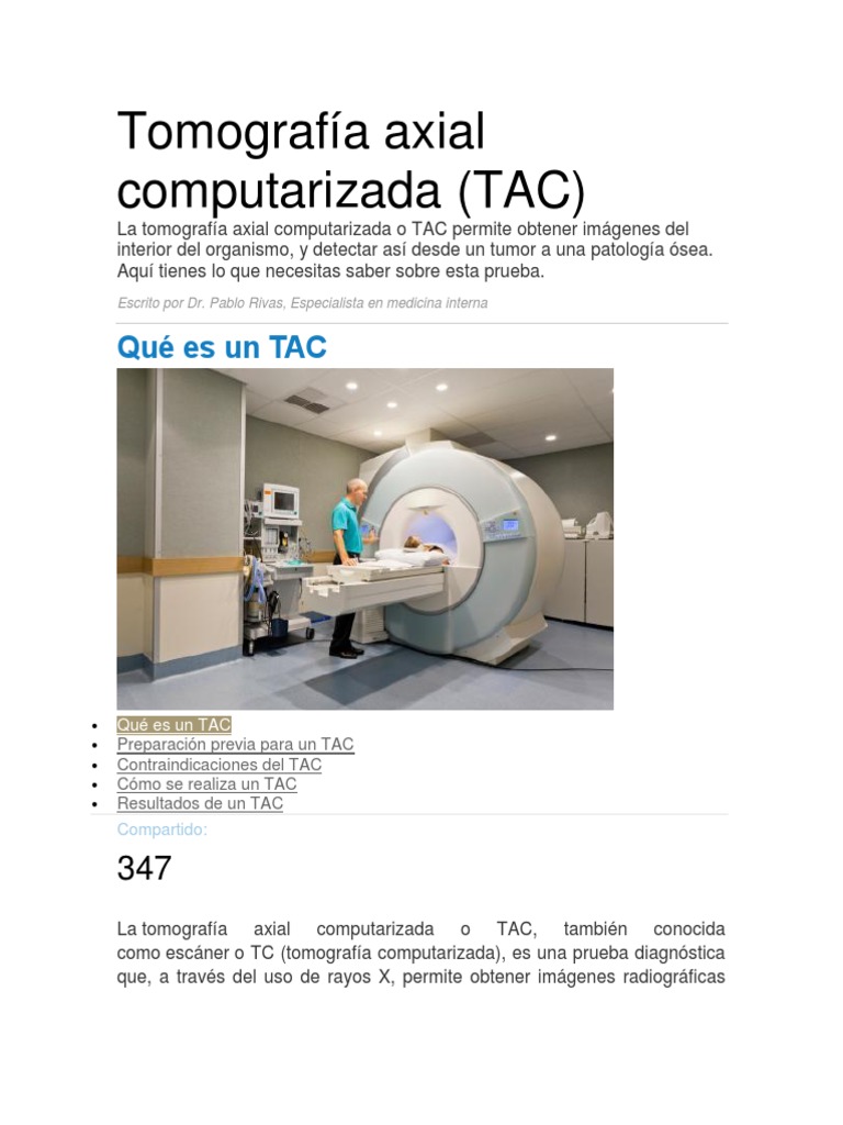 Guía Completa sobre Tomografía Axial (TAC) | PDF