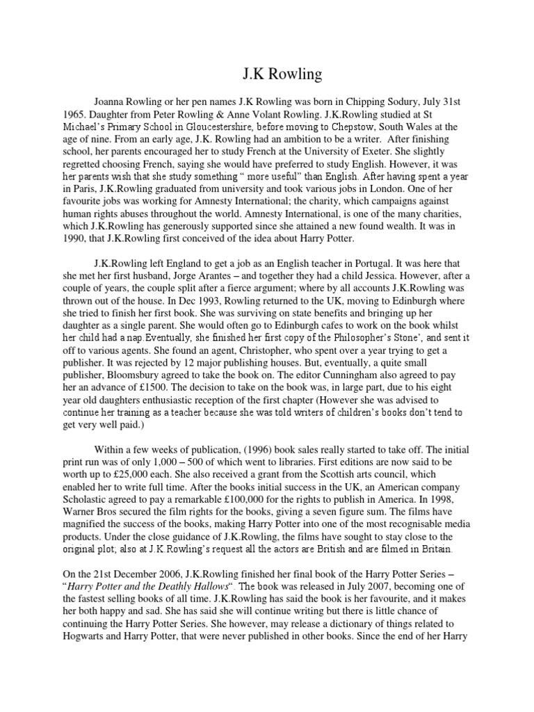 JK Rowling | PDF | J. K. Rowling | Harry Potter
