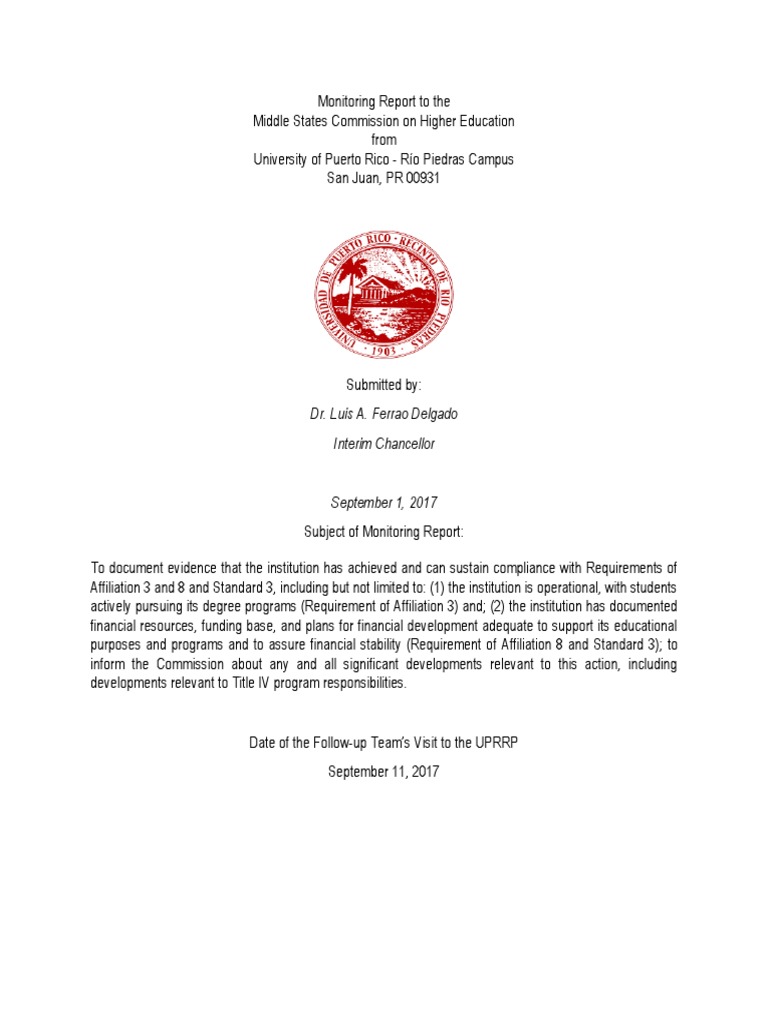 MSCHE Compliance Report | PDF | Thesis | Academic Degree