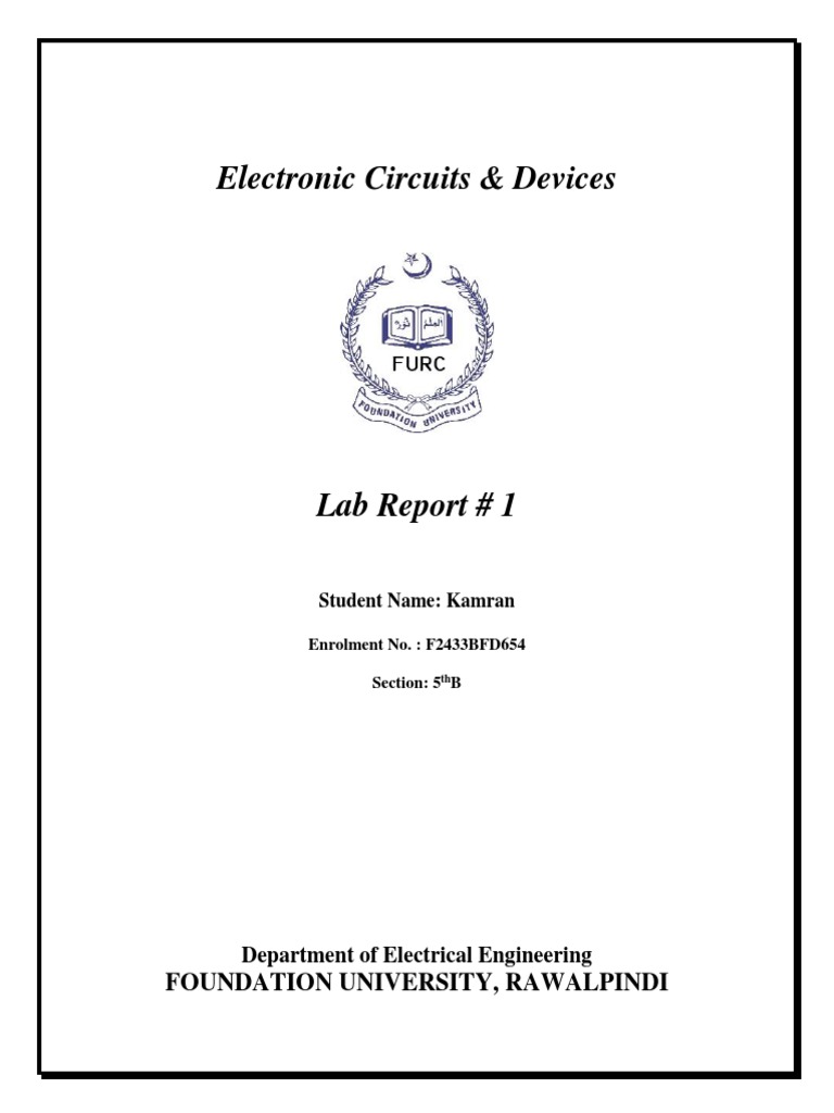 Electronic Circuits & Devices Foundation University, Rawalpindi PDF