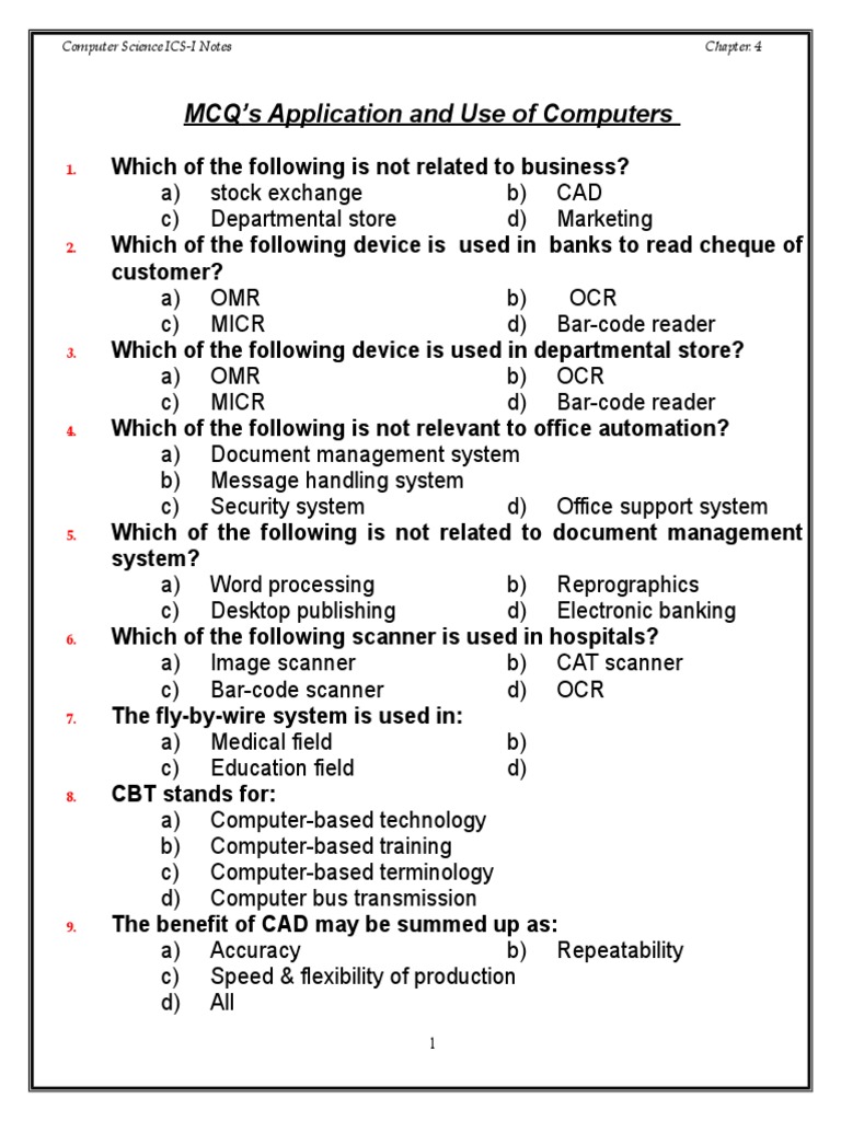 Computer Science ICS-I MCQs Guide | PDF | E Commerce | Online Shopping