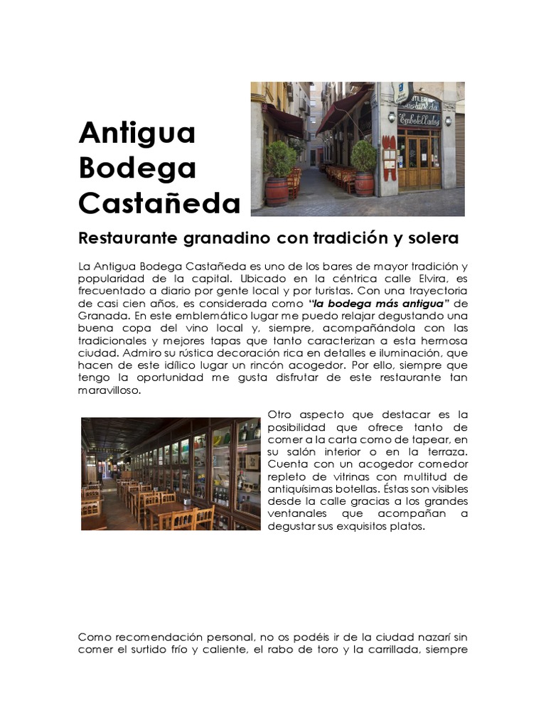 Antigua Bodega Castañeda PDF Granada Cocina mediterranea
