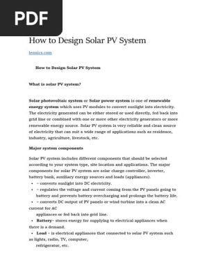 How To Design A Solar System Photovoltaic System