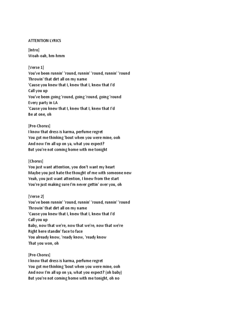 Attention Lyrics Song Structure Entertainment