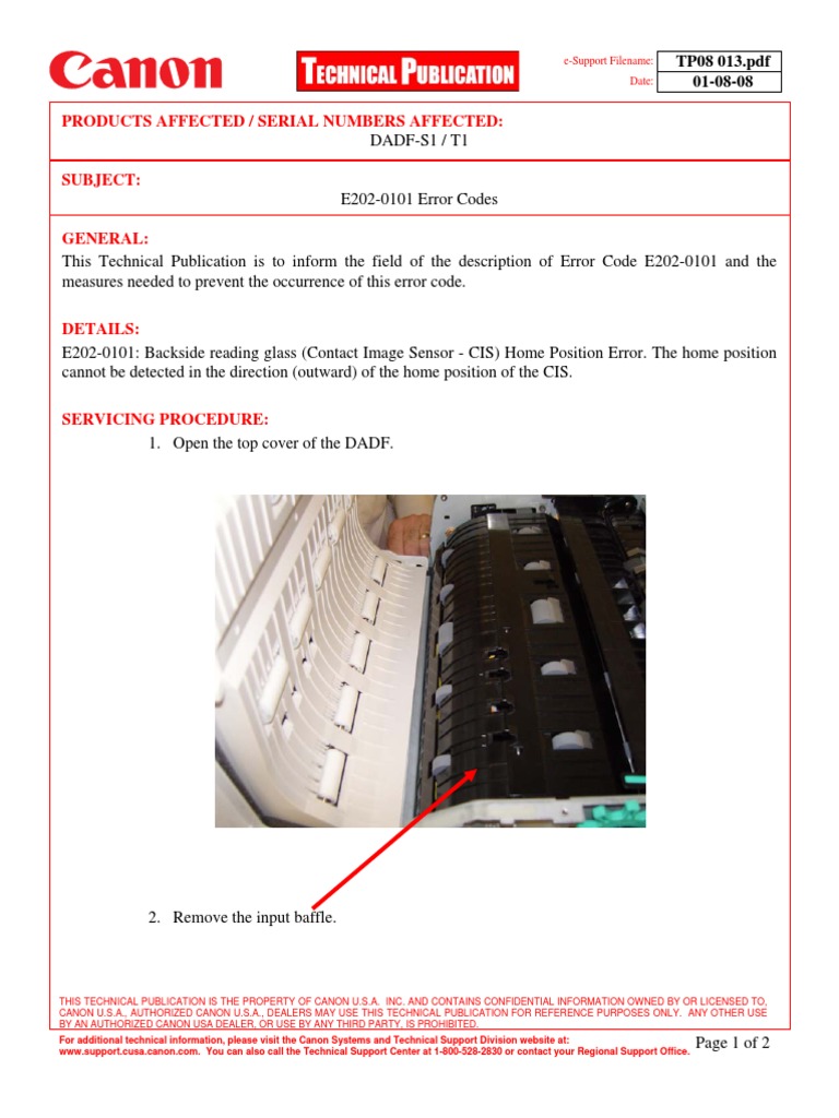 Products Affected / Serial Numbers Affected:: TP08 013.pdf 01-08-08 ...