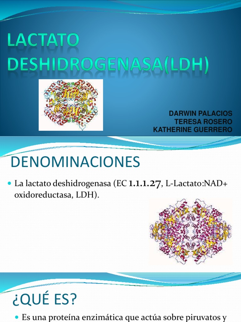 LACTATO DESHIDROGENASA(LDH) Lactato deshidrogenasa Especialidades