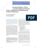 Using Organizational Mission, Vision, and Values To Guide Professional Practice Model Development and Measurement of Nurse Performance