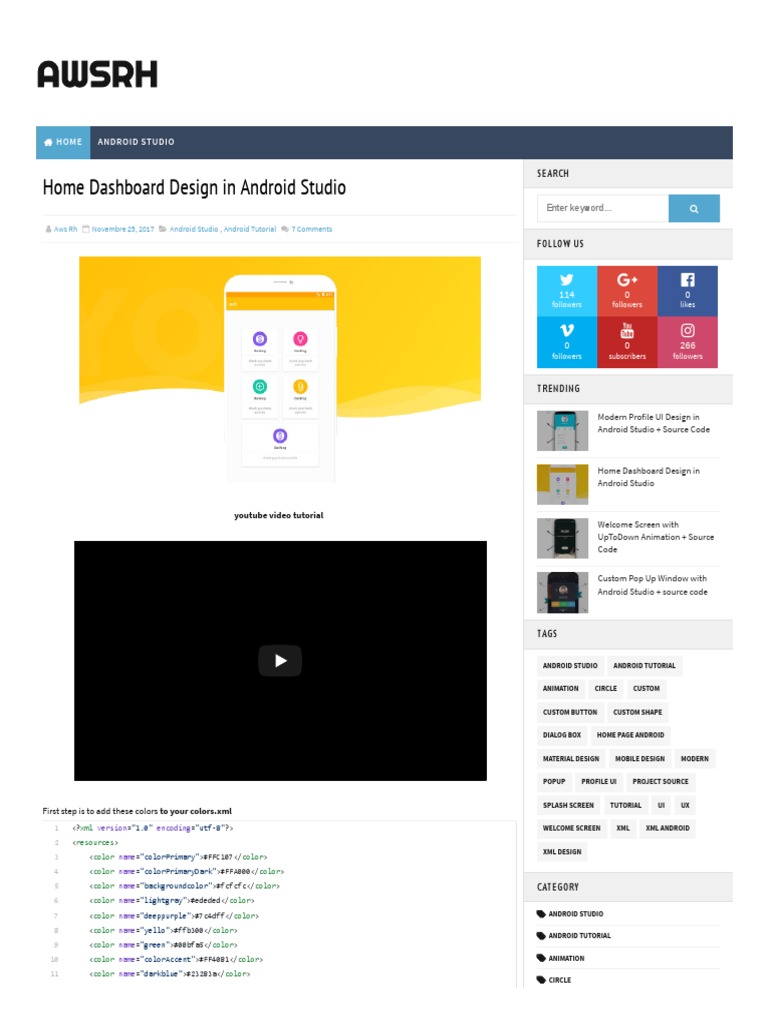 Home Dashboard Design in Android Studio - AwsRh | PDF | Online Services ...